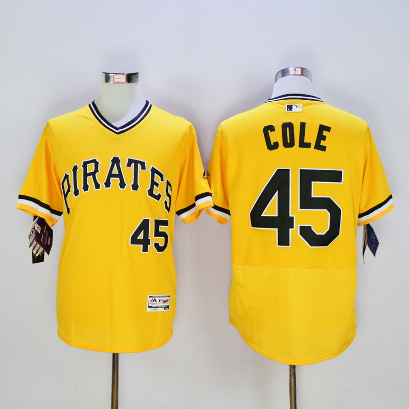 Men Pittsburgh Pirates 45 Cole Yellow Elite MLB Jerseys